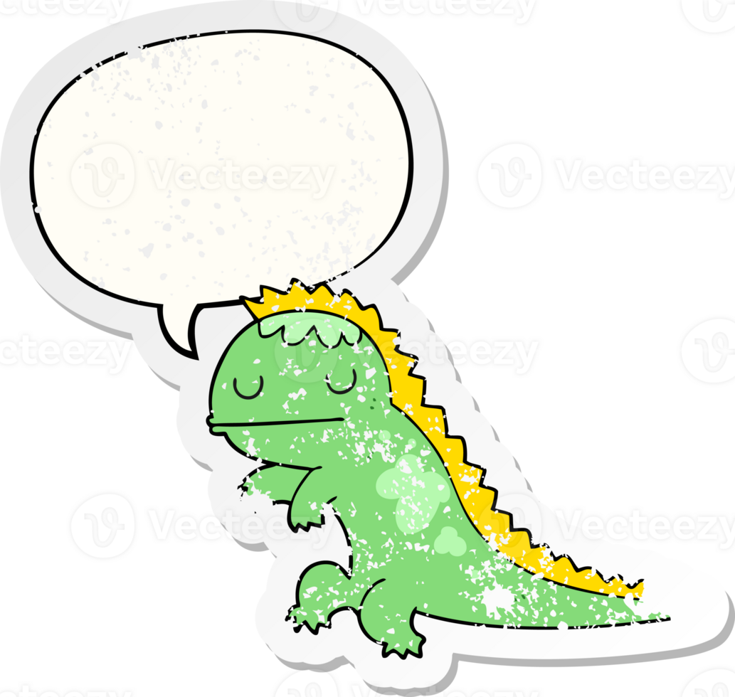 cartoon dinosaur with speech bubble distressed distressed old sticker png