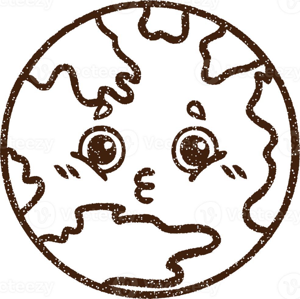 planeet aarde houtskool tekening png