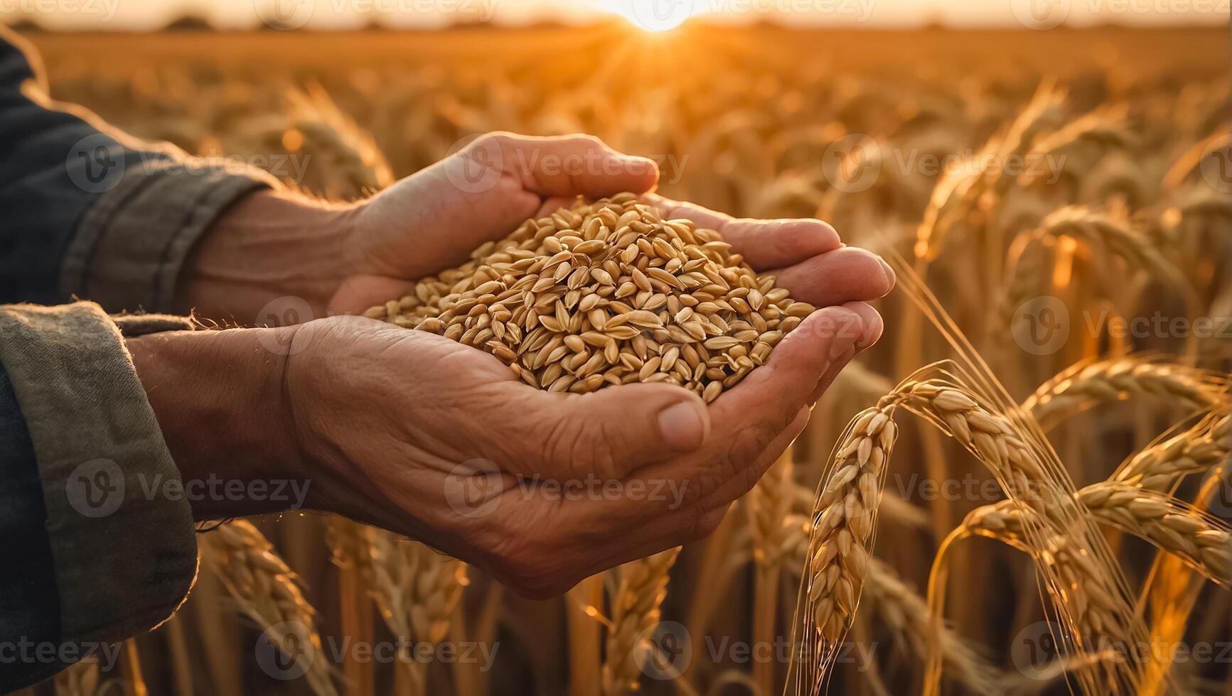 AI generated hand with grain, field photo
