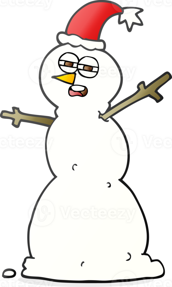 hand drawn cartoon unhappy snowman png