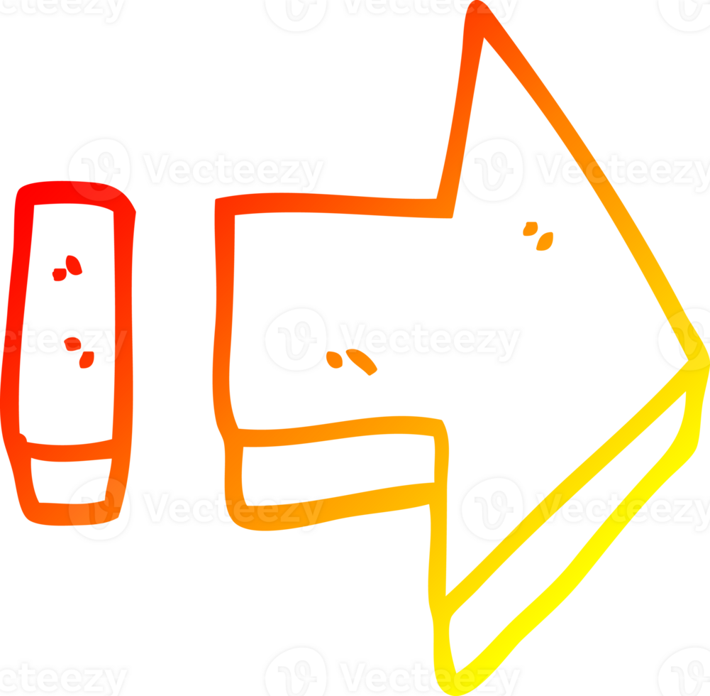 warm gradient line drawing of a cartoon pointing arrow png