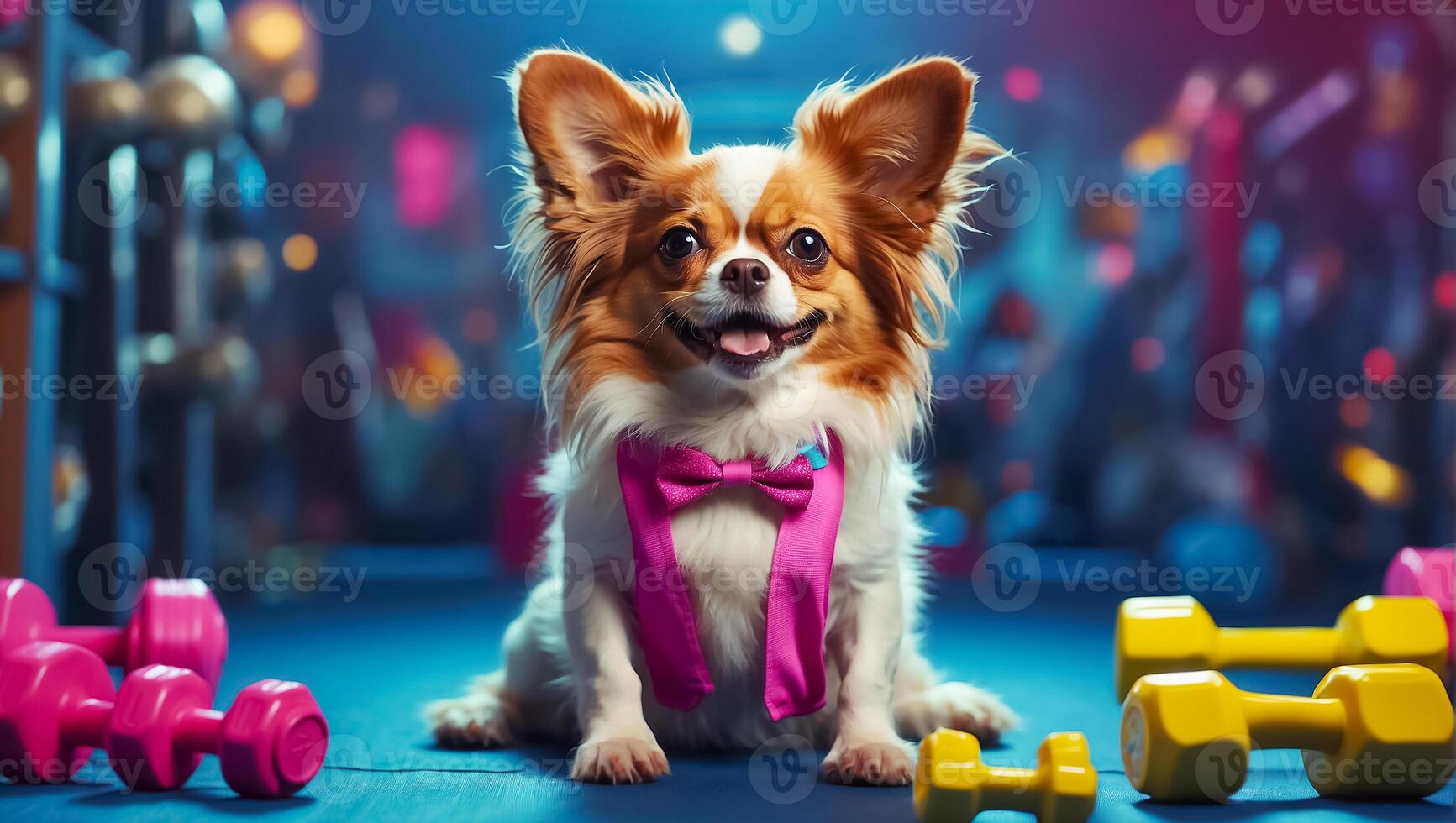 AI generated cute dog in the gym photo
