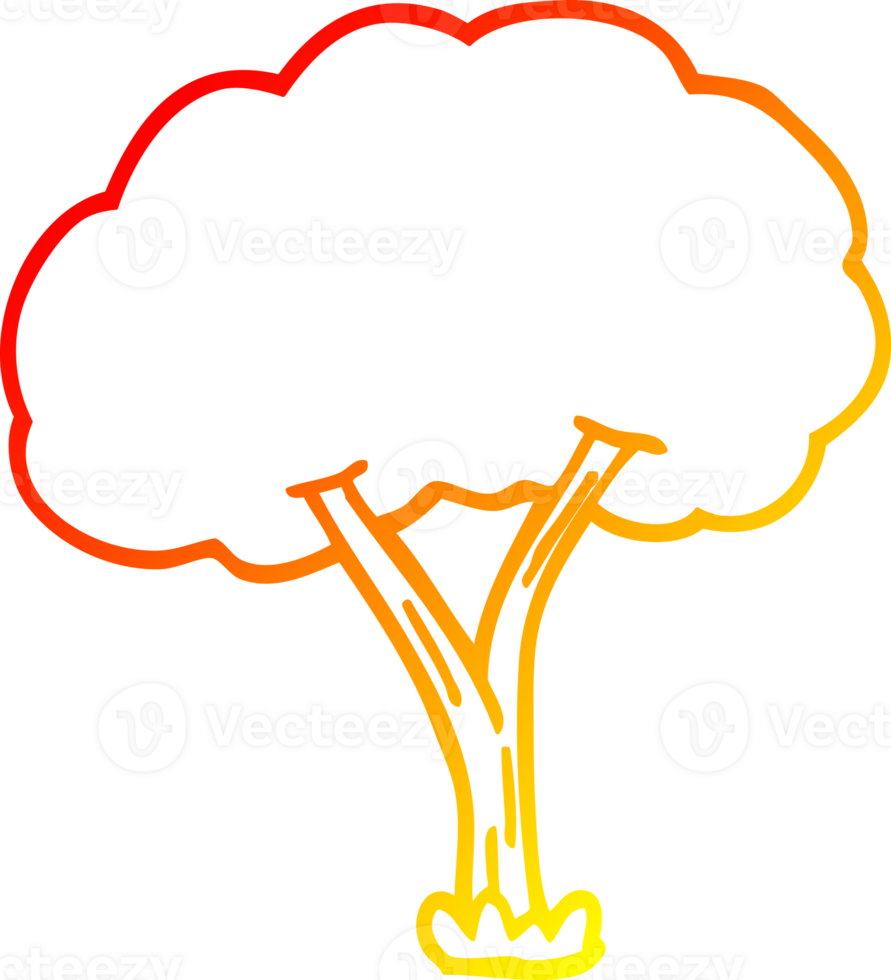 warm gradient line drawing of a cartoon blooming tree png