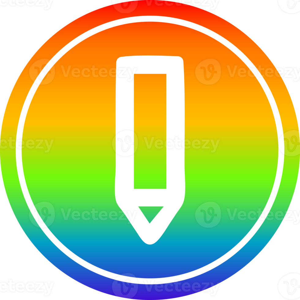 simples lápis circular ícone com arco Iris gradiente terminar png