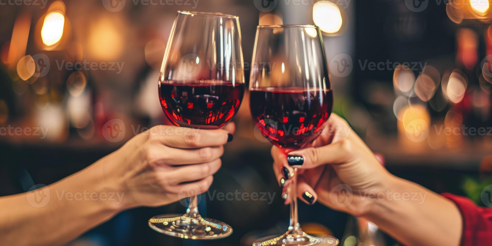 AI generated Celebrating good times with a red wine toast photo