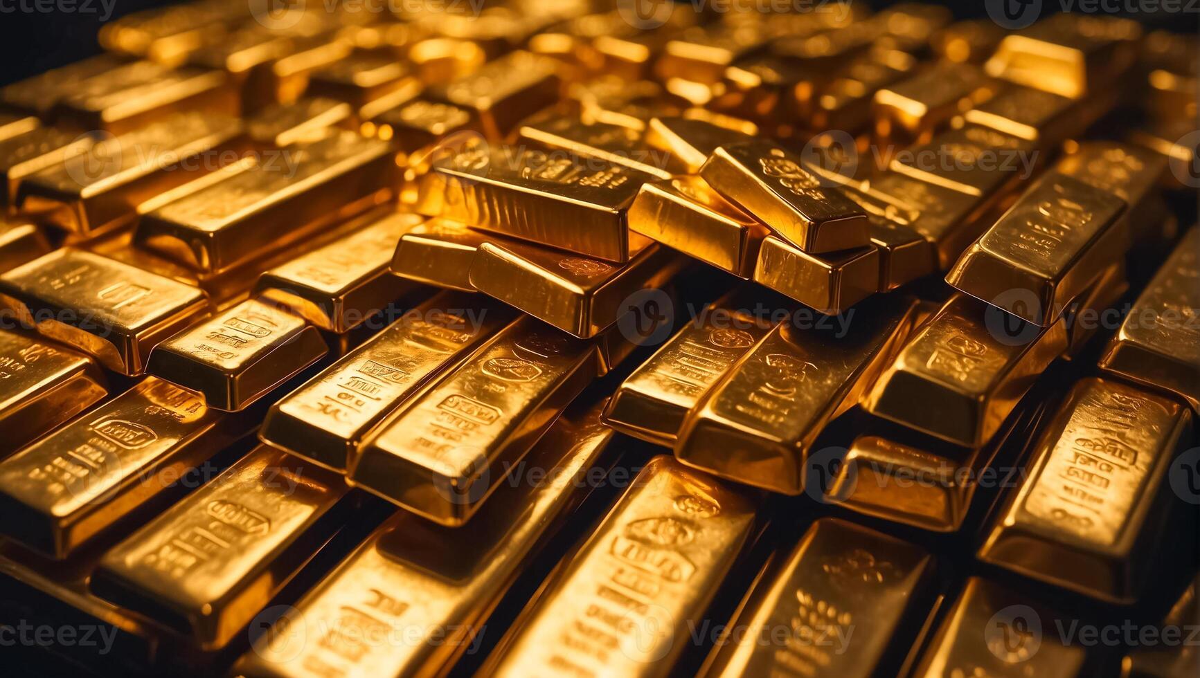 AI generated gold bars on a dark background photo