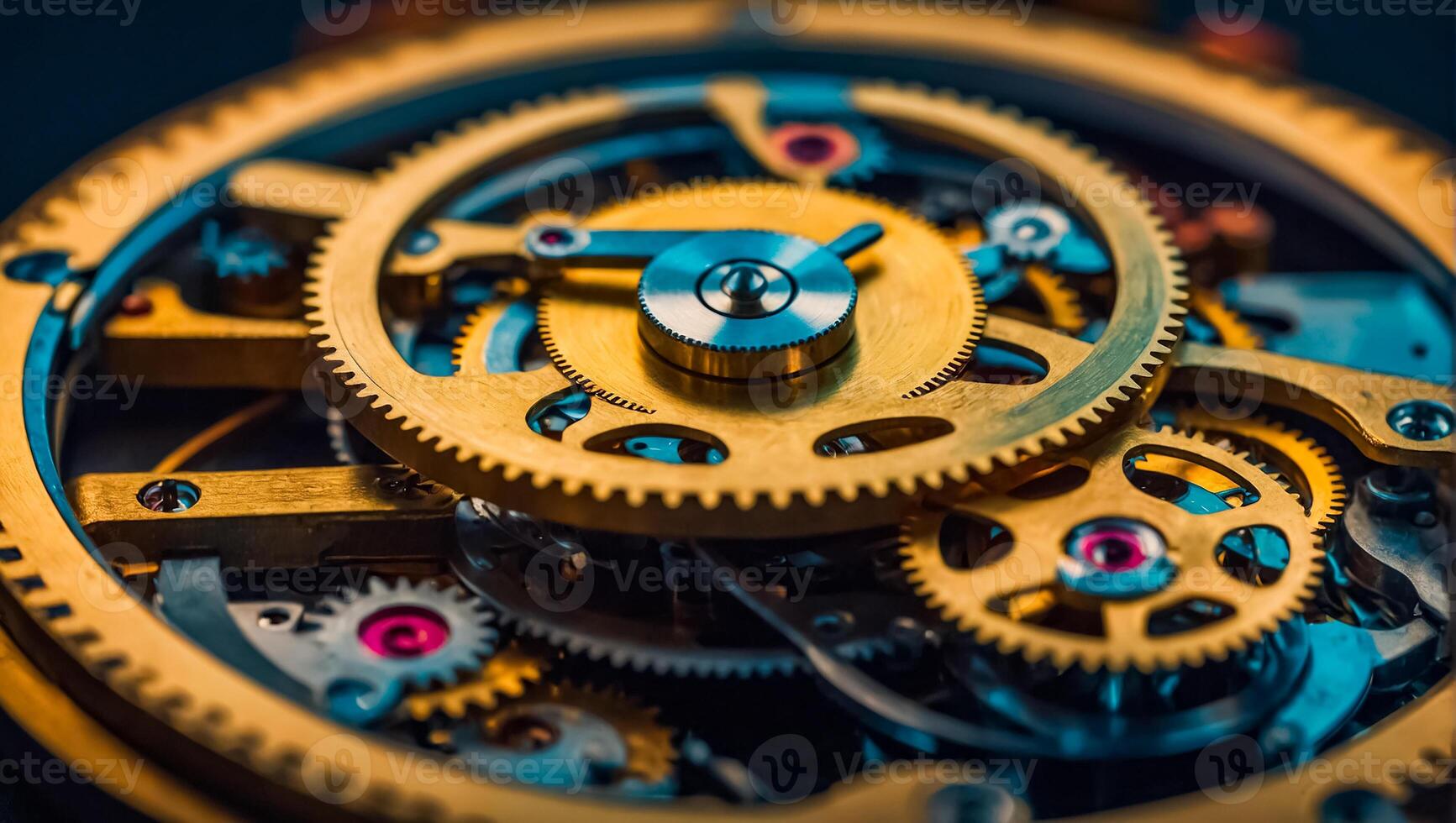 AI generated clock mechanism close up photo