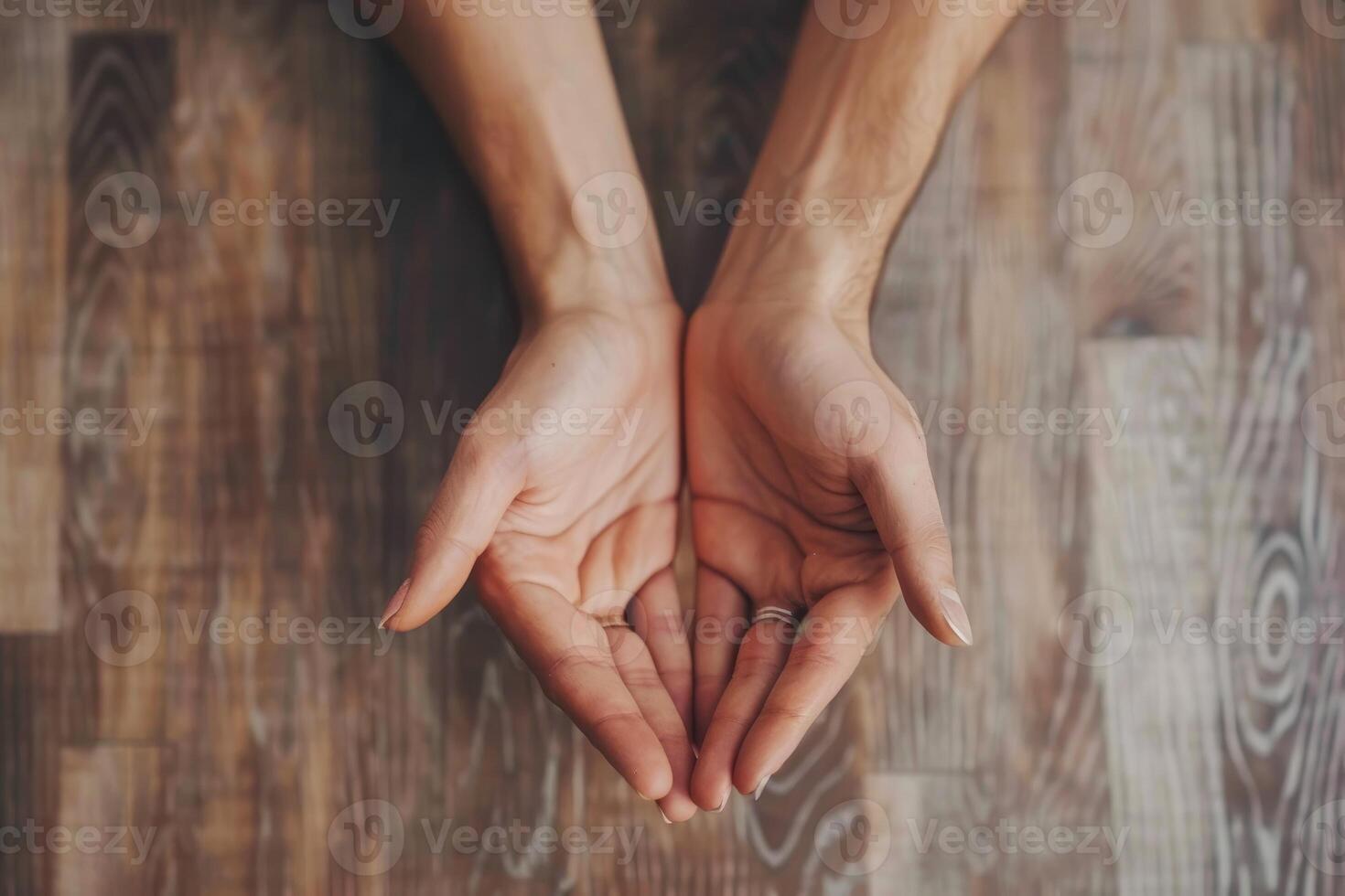 AI generated Close-up of open hands offering support photo