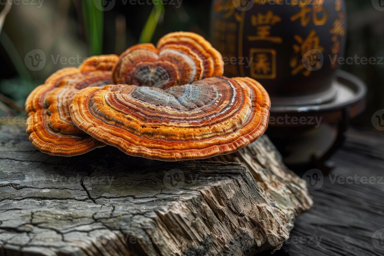 ai generado chino medicamento, China ganoderma, seta foto