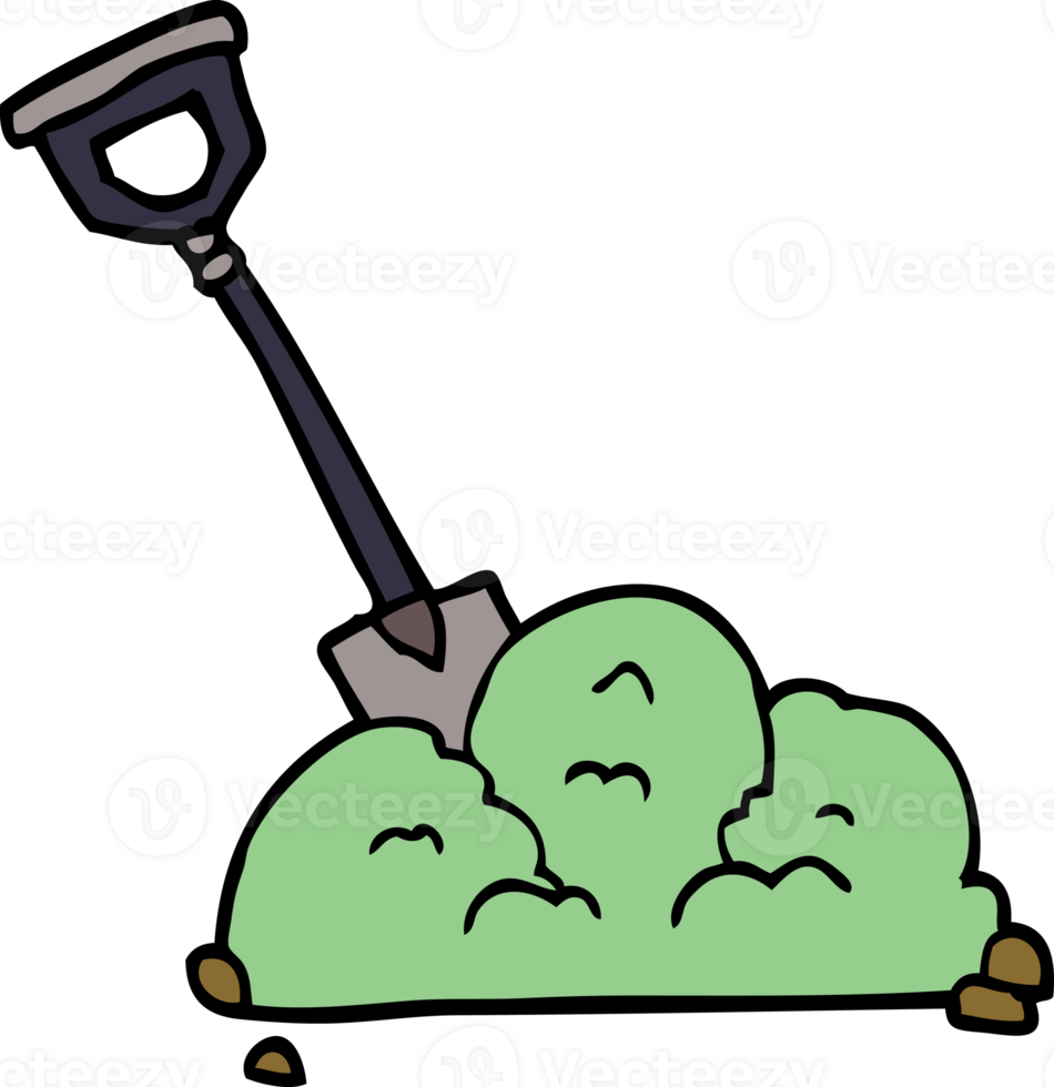 cartoon doodle spade in garbage png