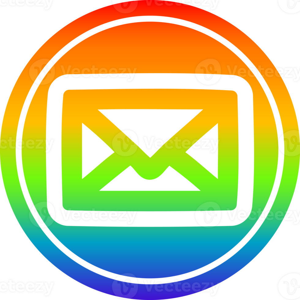 envelope carta circular ícone com arco Iris gradiente terminar png