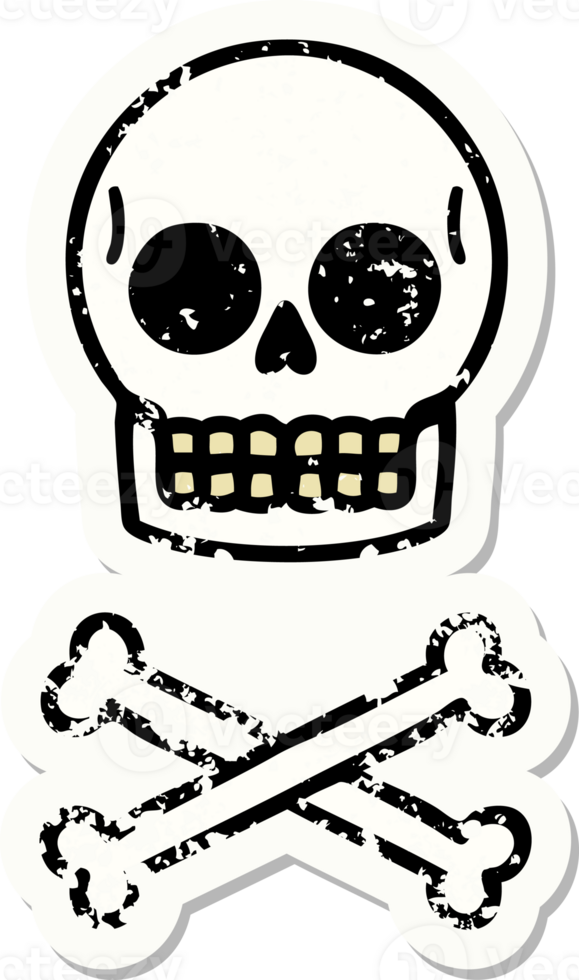distressed sticker tattoo in traditional style of a skull png
