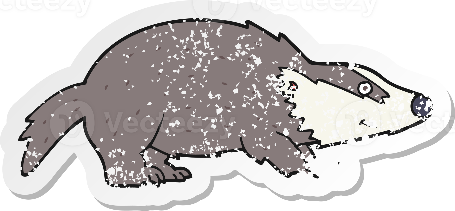 distressed sticker of a cartoon badger png