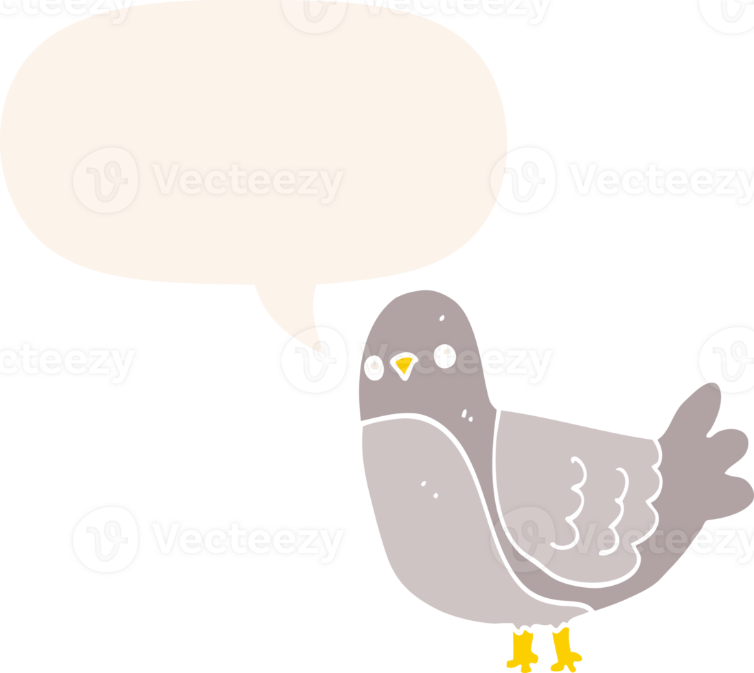 cartoon bird with speech bubble in retro style png