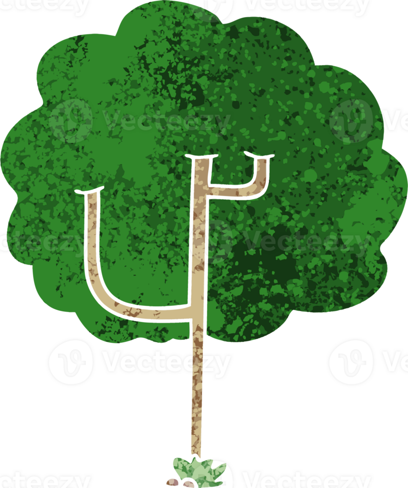retro illustration style quirky cartoon tree png