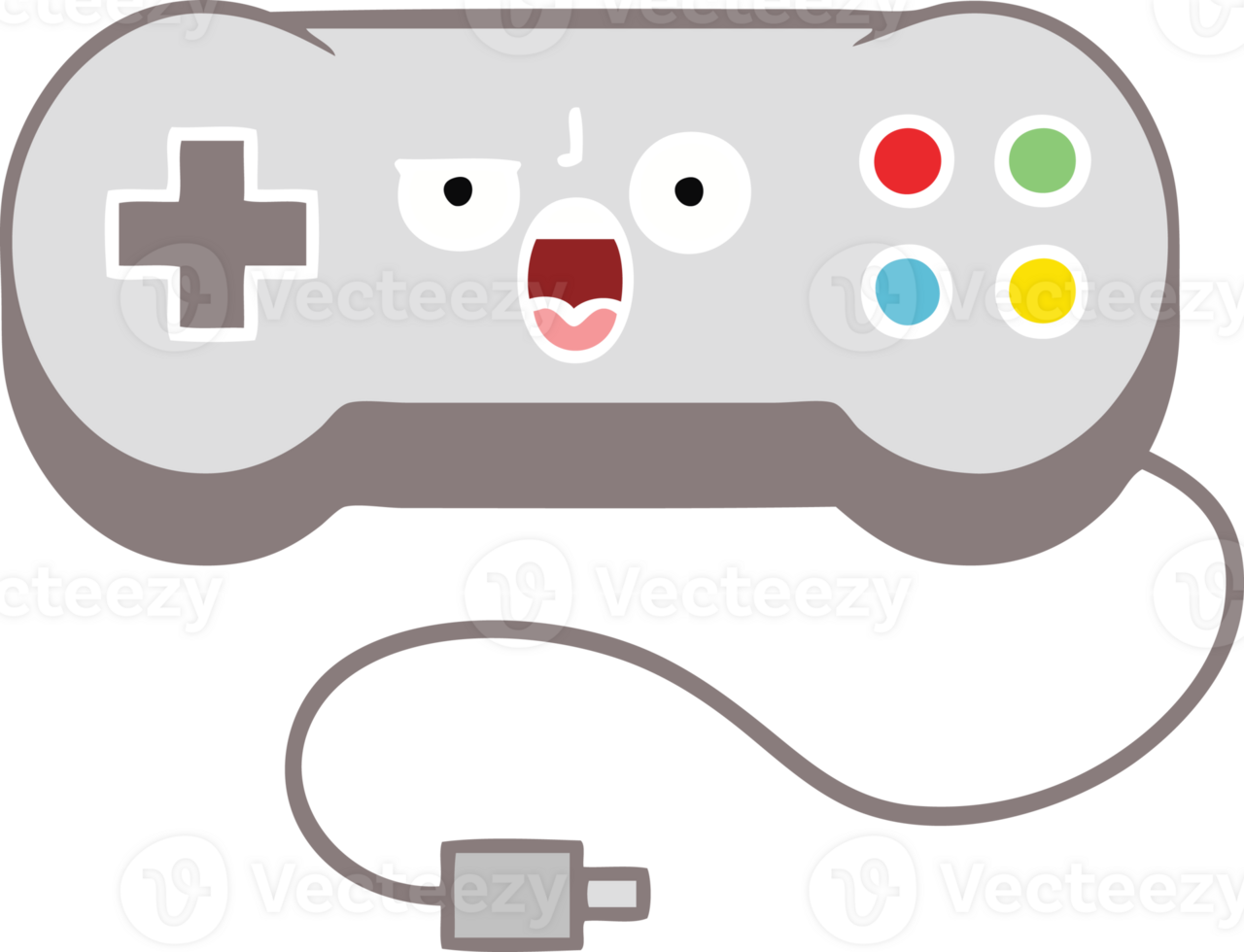 flat color retro cartoon of a game controller png