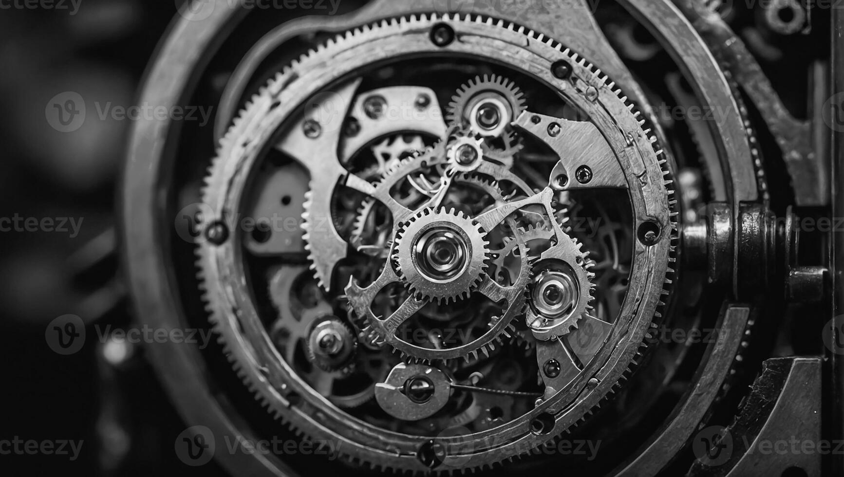 AI generated clock mechanism close up photo