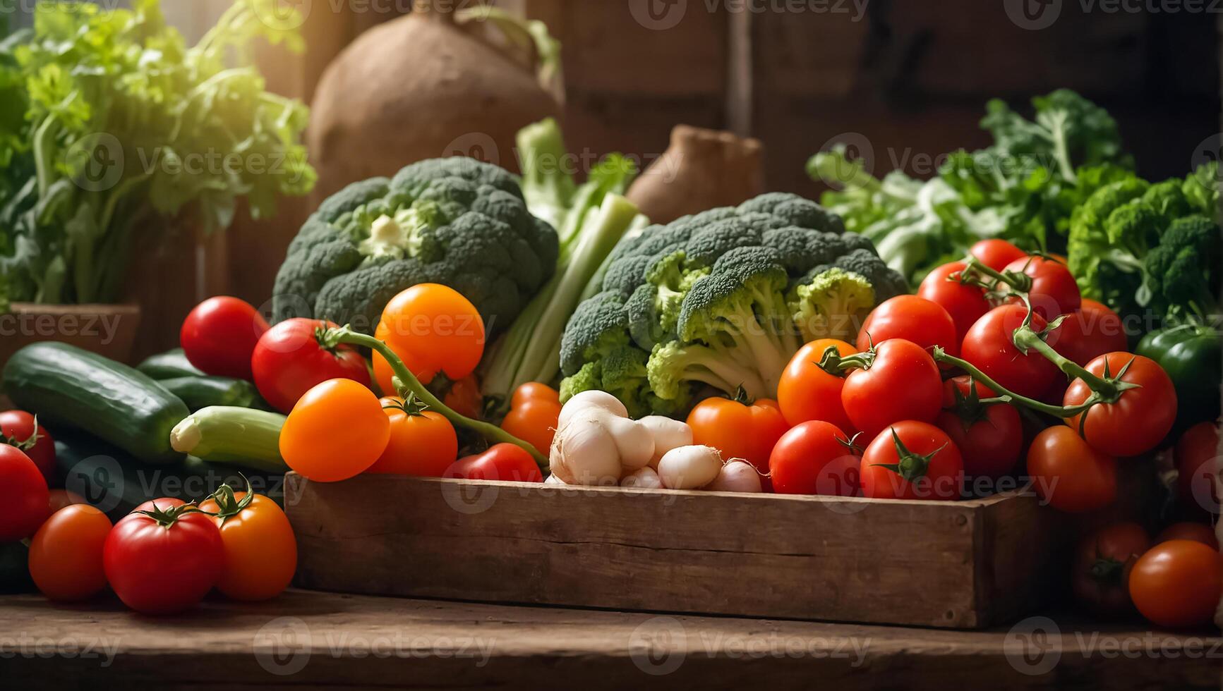 AI generated Fresh assorted farm vegetables photo