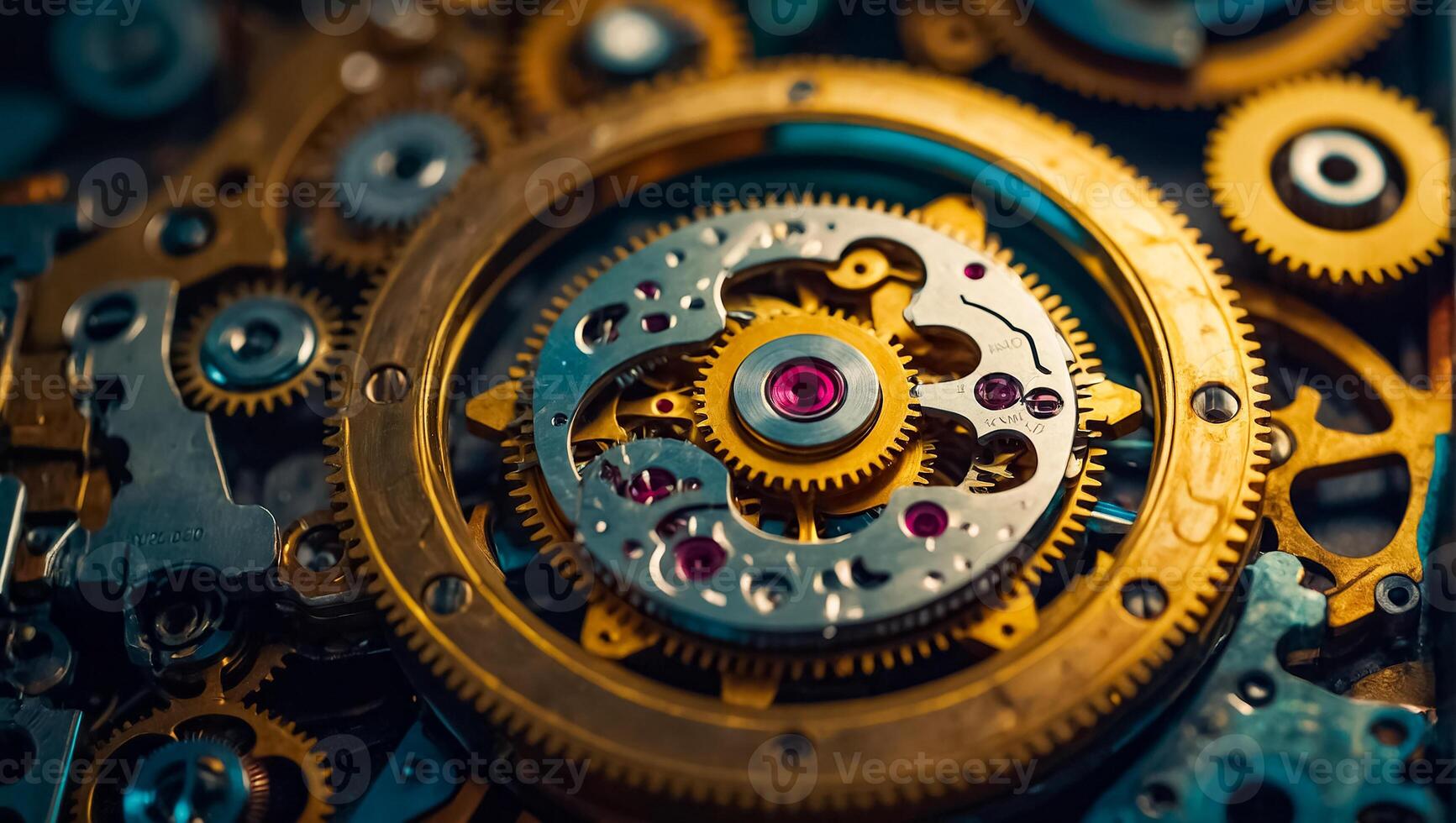 AI generated clock mechanism close up photo