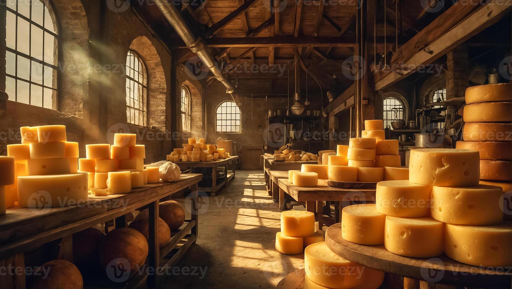 AI generated Beautiful vintage cheese factory photo