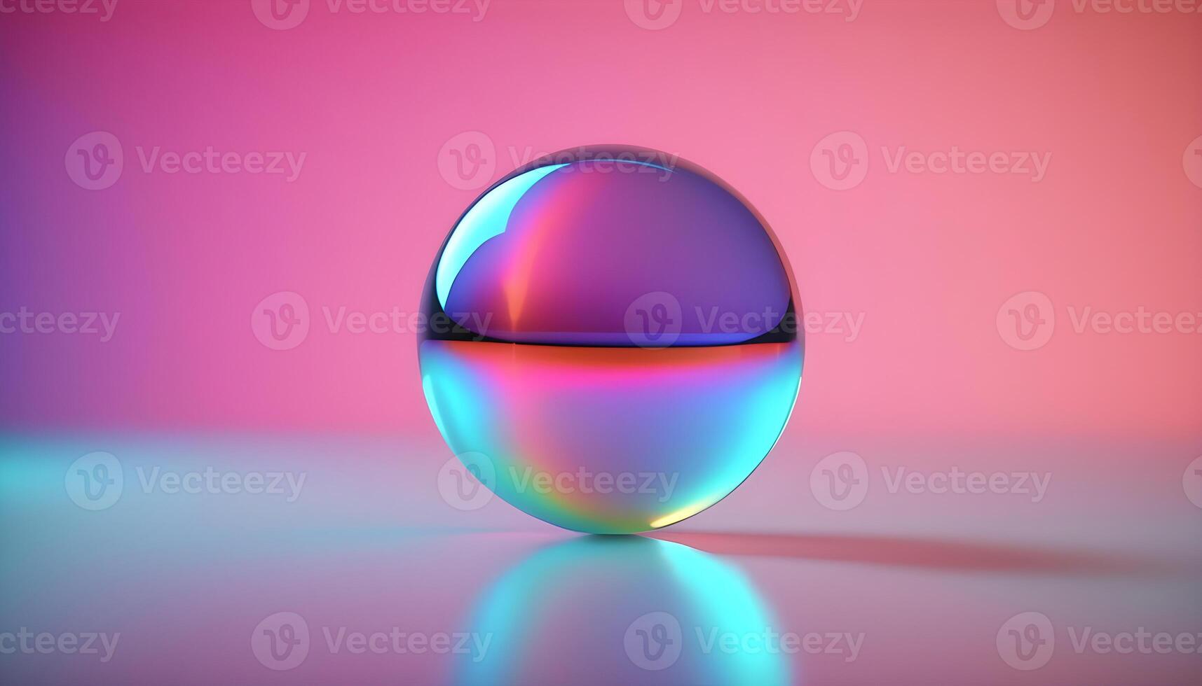 AI generated a glass ball with a rainbow reflection on it photo