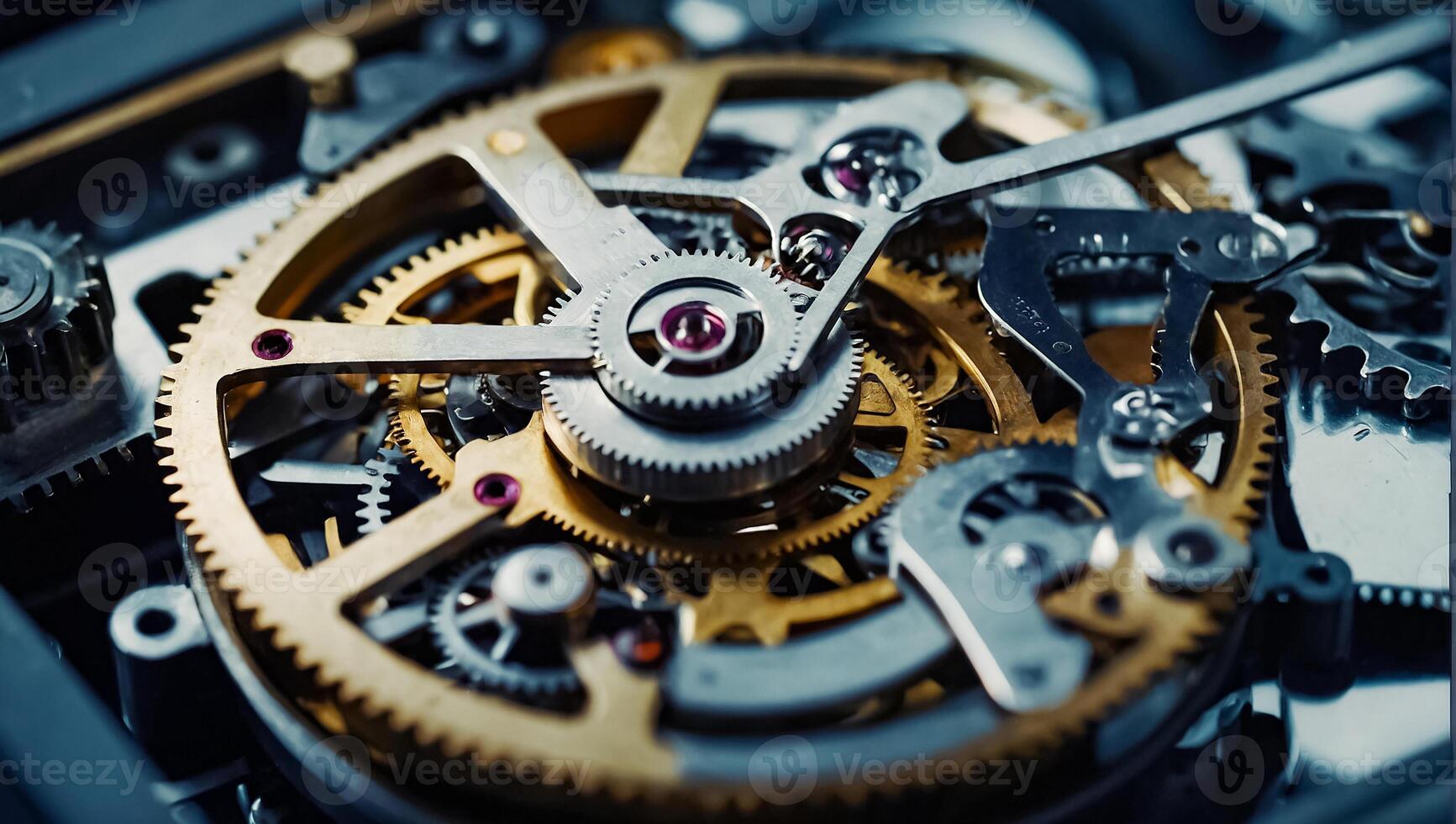 AI generated clock mechanism close up photo