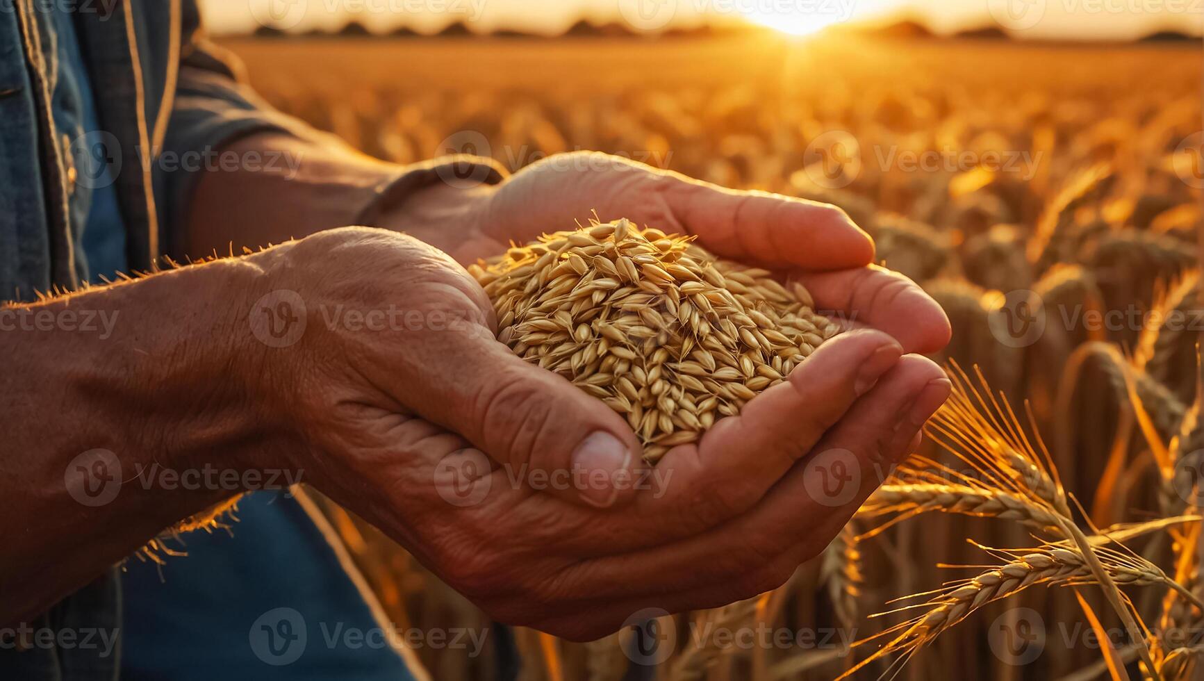 AI generated hand with grain, field photo