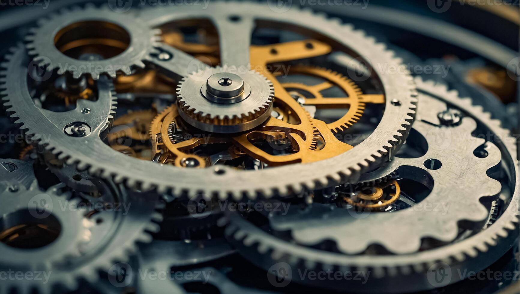 AI generated clock mechanism close up photo