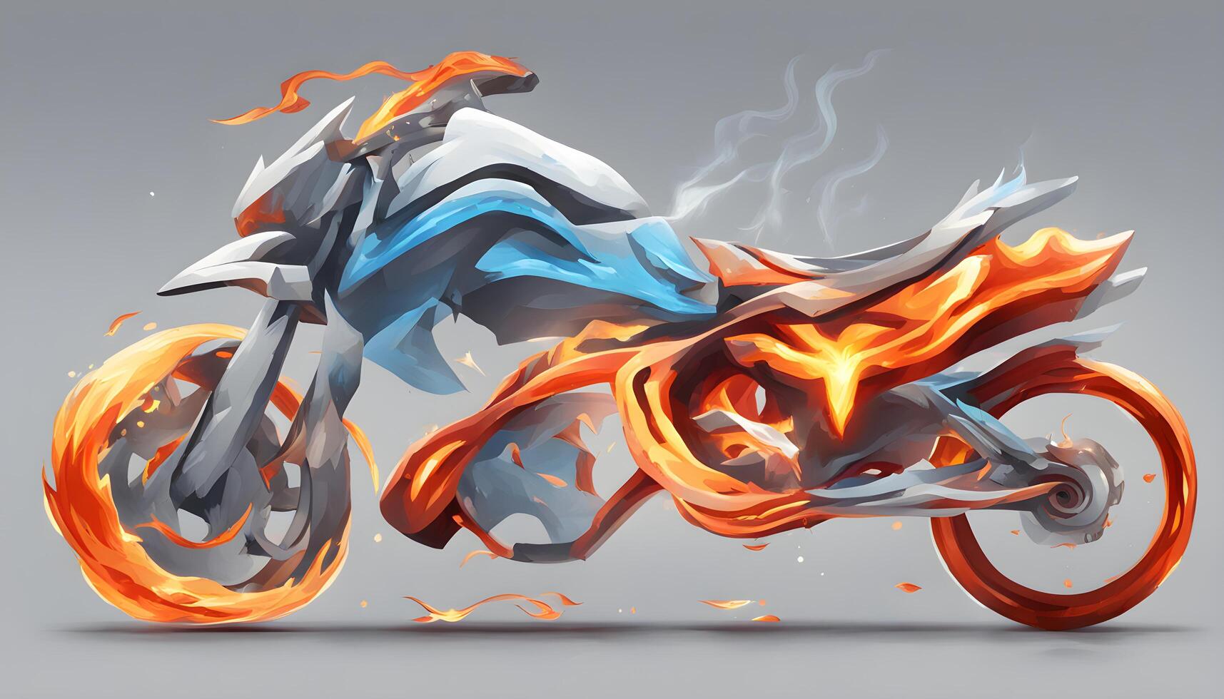 AI generated a motorcycle with flames on it and a blue and orange design photo