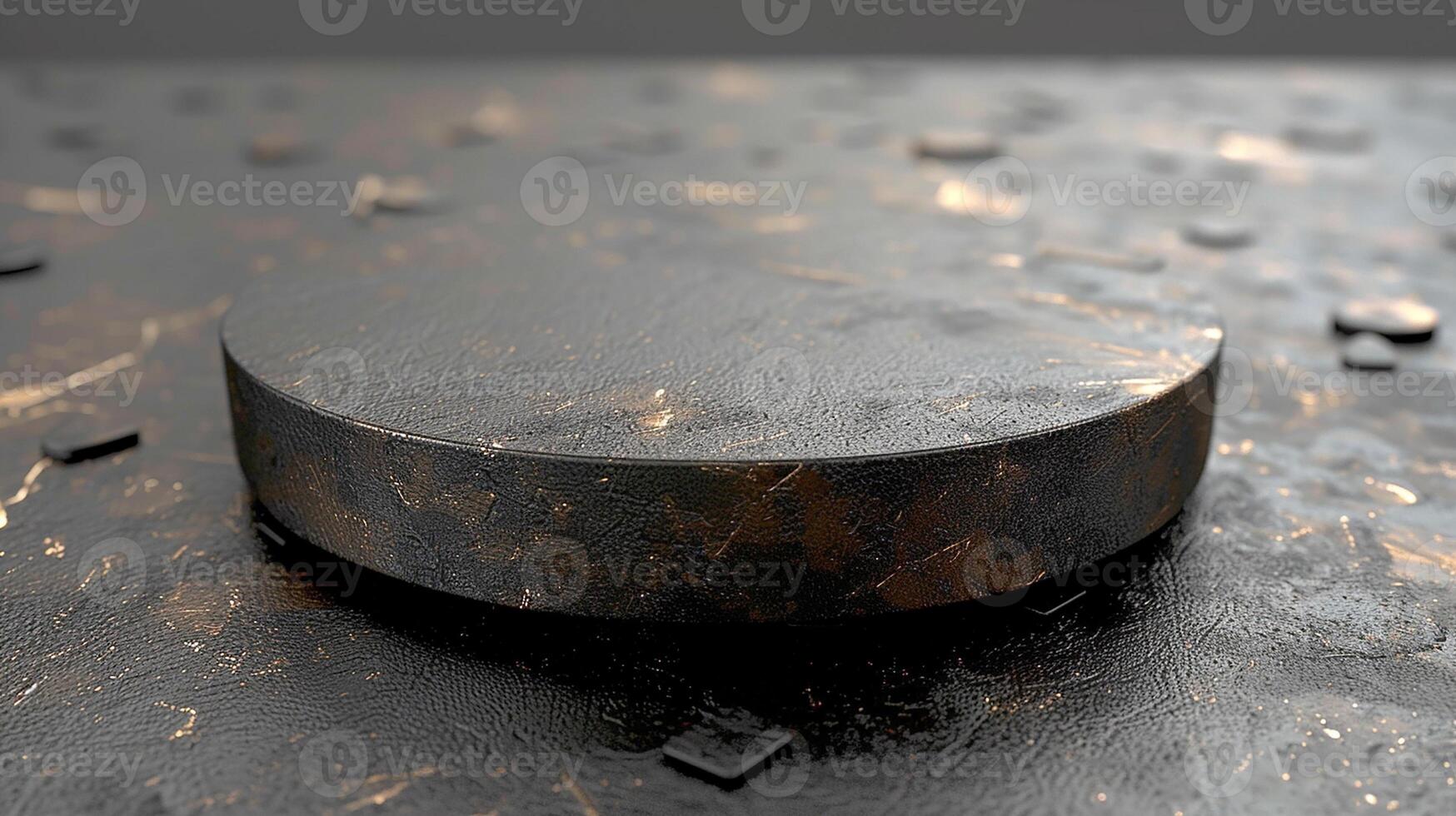 AI generated a black round object sitting on a table photo