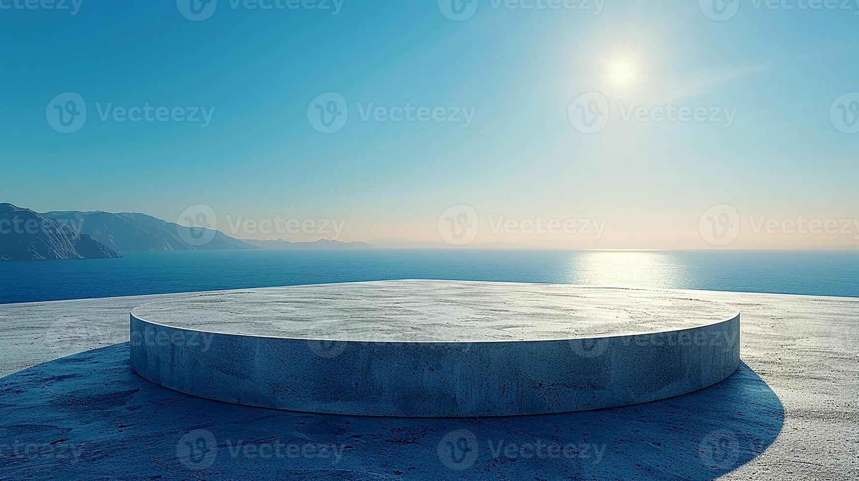 AI generated a concrete round table on a concrete floor photo