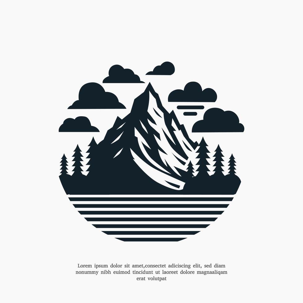 Vintage Mountain Logo Design Vector Template