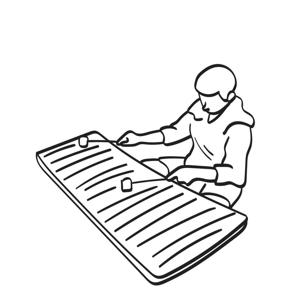 man playing xylophone illustration vector hand drawn isolated on white background