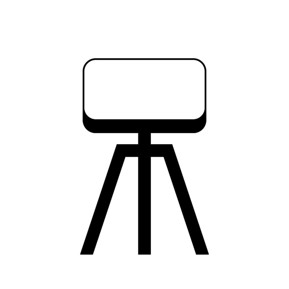 a black and white image of a tripod with a white sign showcase icon vector