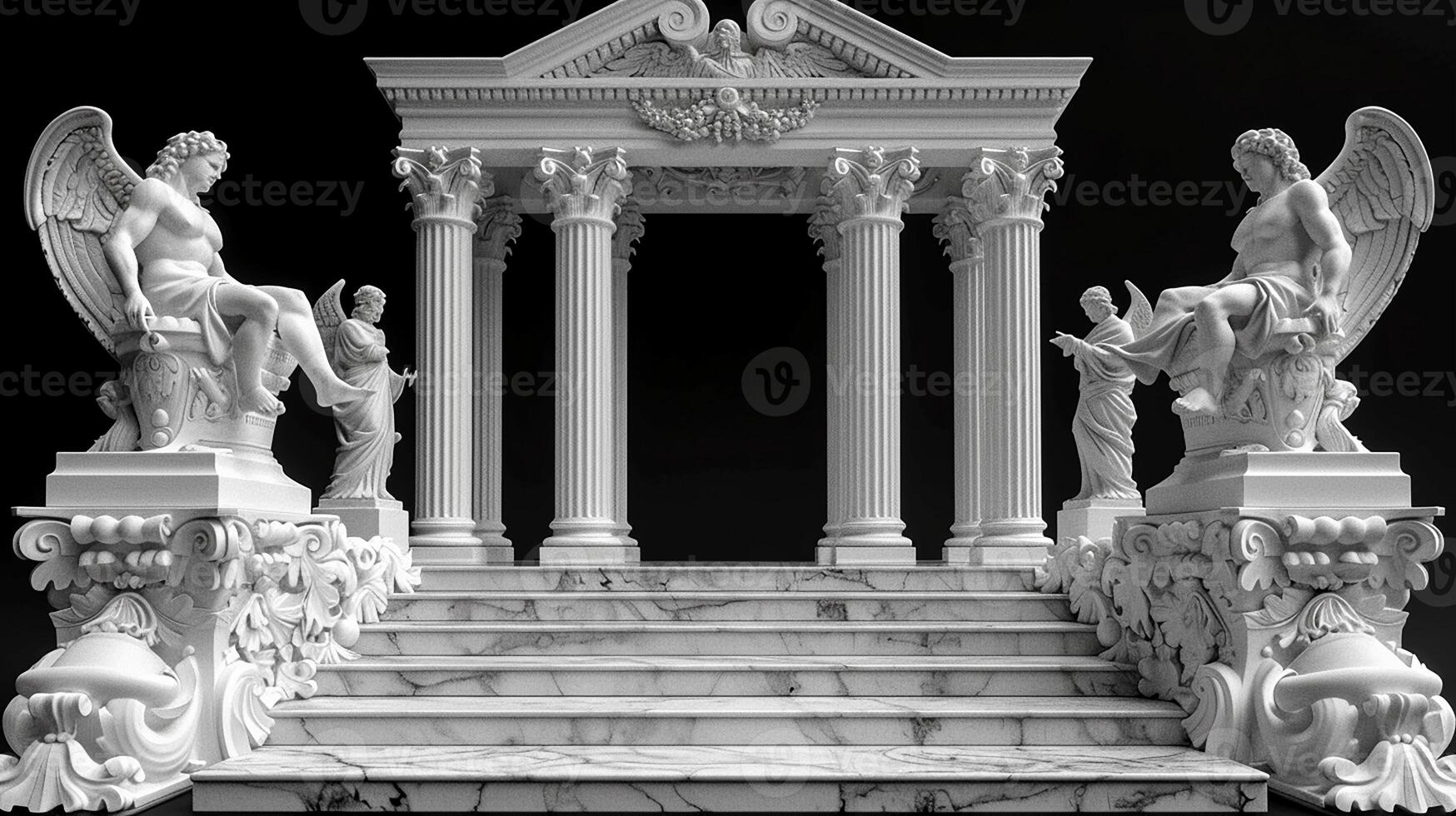 AI generated a marble archway with statues and angels photo