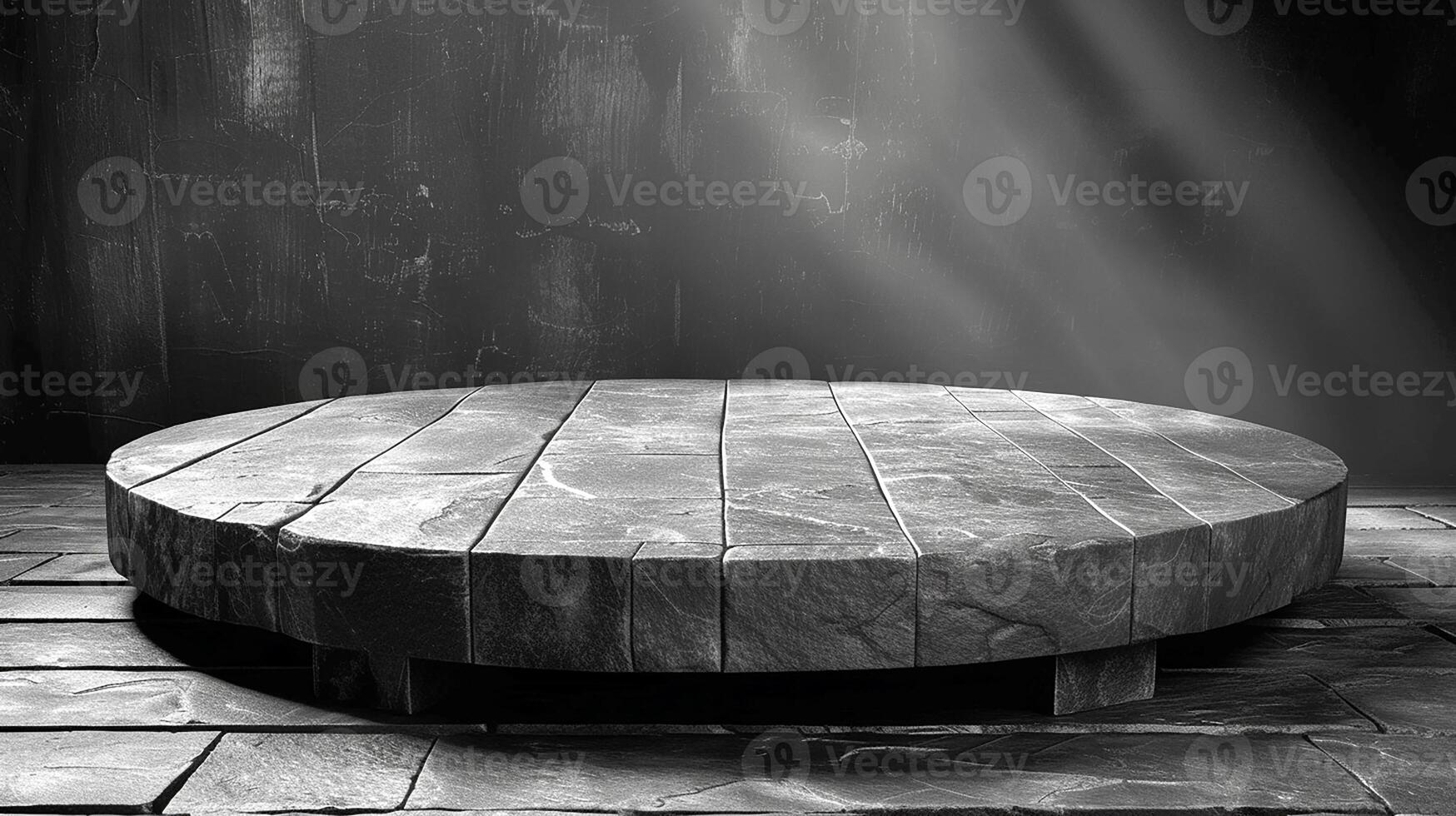 AI generated a black and white photo of a round table