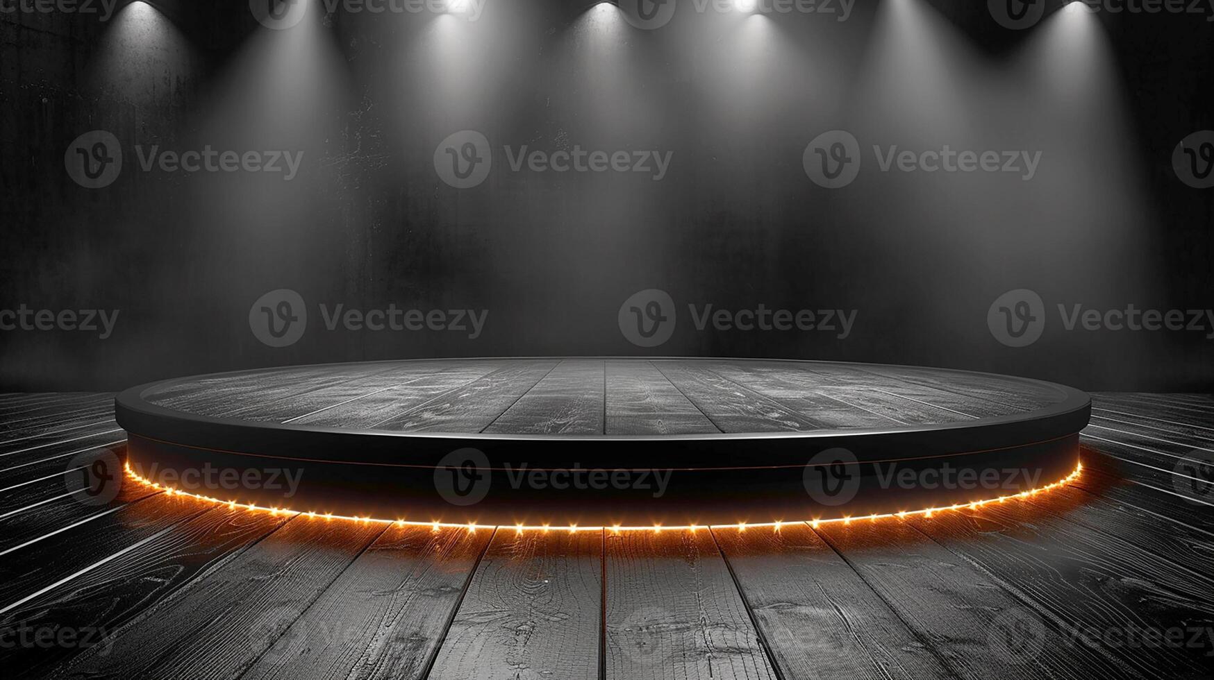 AI generated a dark room with a spotlight on the floor photo