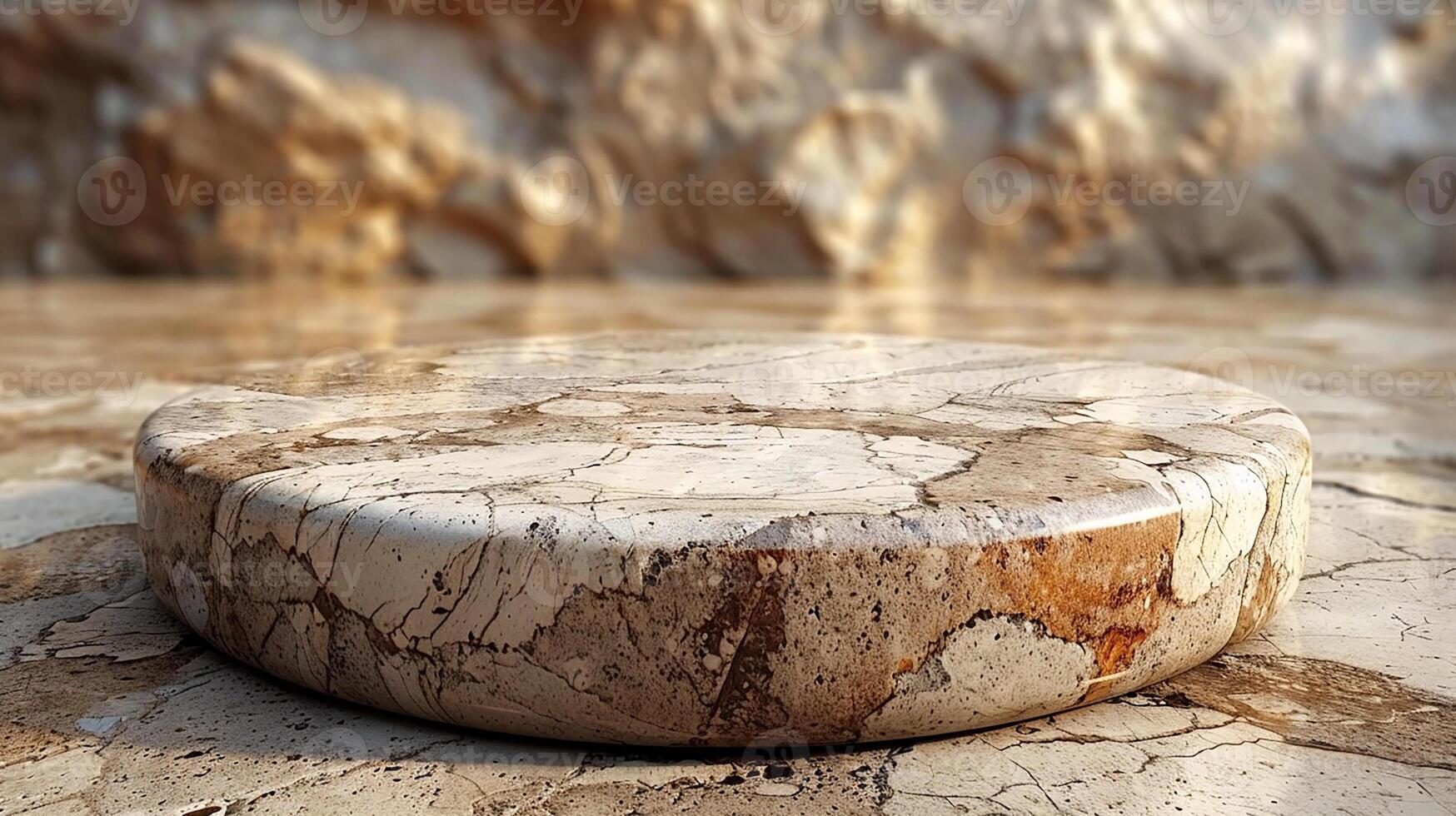 AI generated a marble table sitting on top of a rock photo