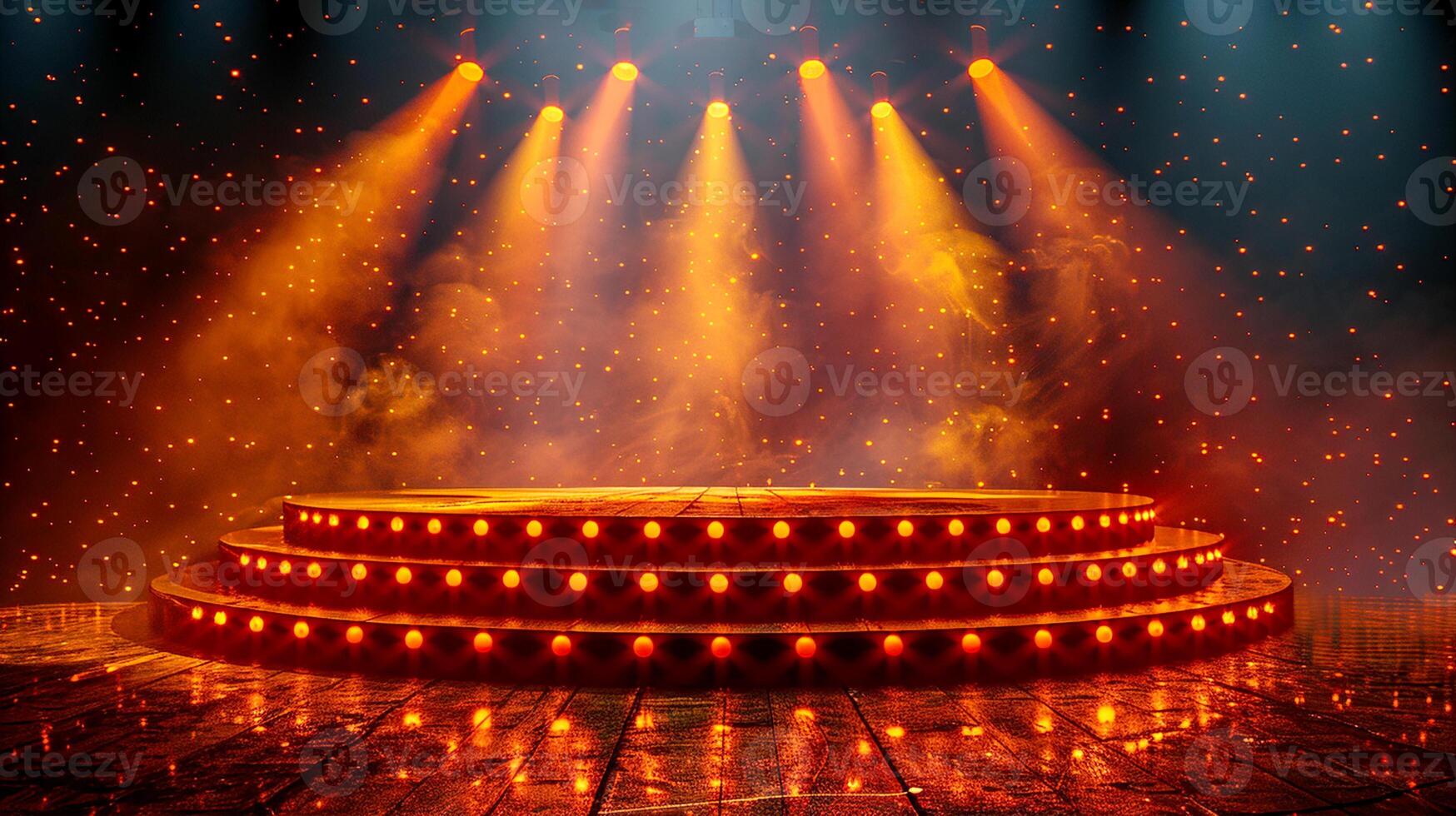 AI generated stage with lights and stage lights photo