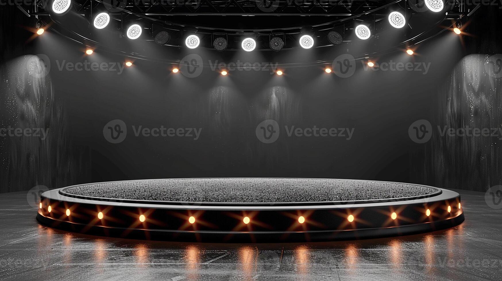 AI generated stage with spotlight and spotlight on stage photo