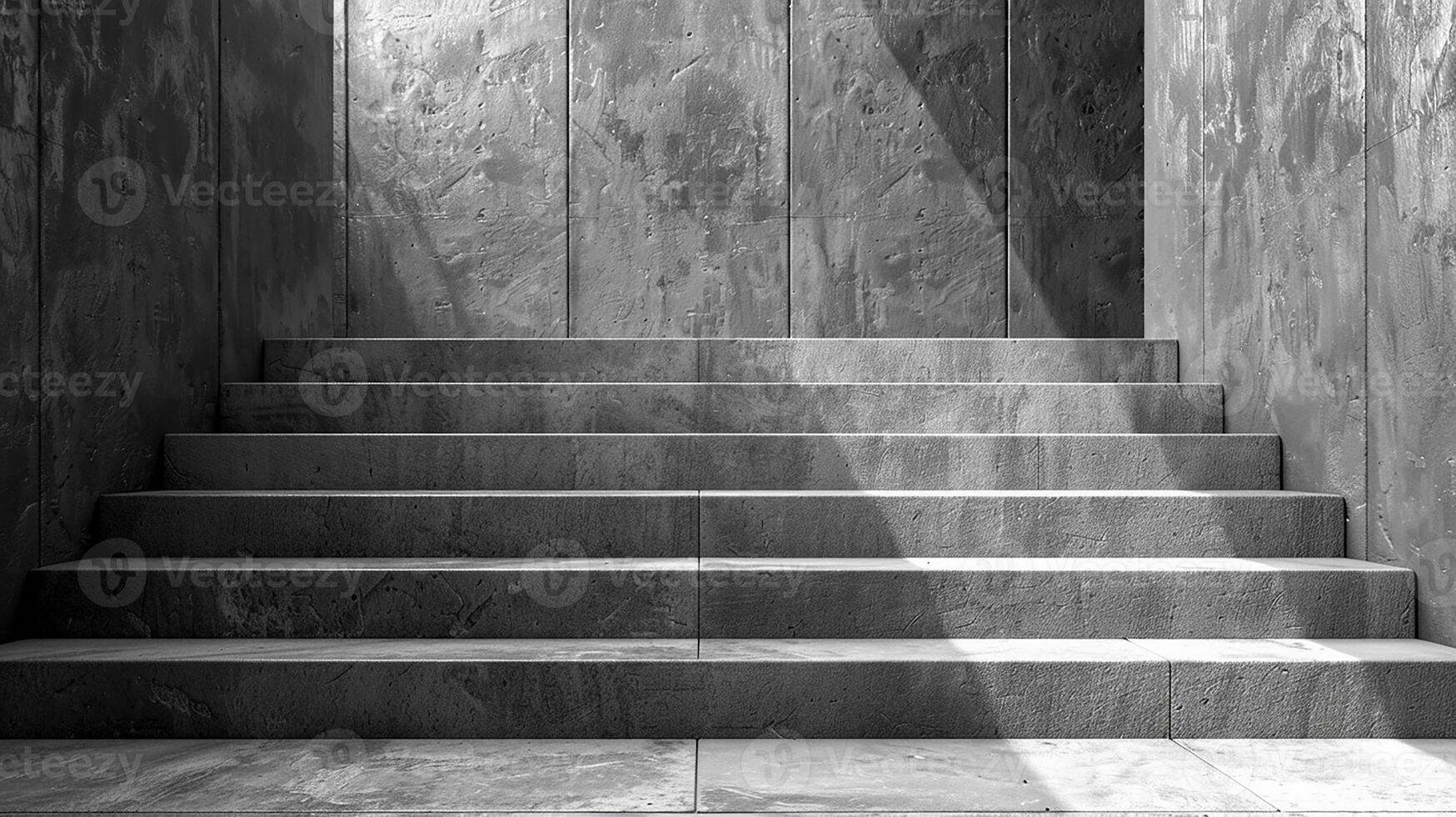 AI generated black and white photograph of stairs in a building photo