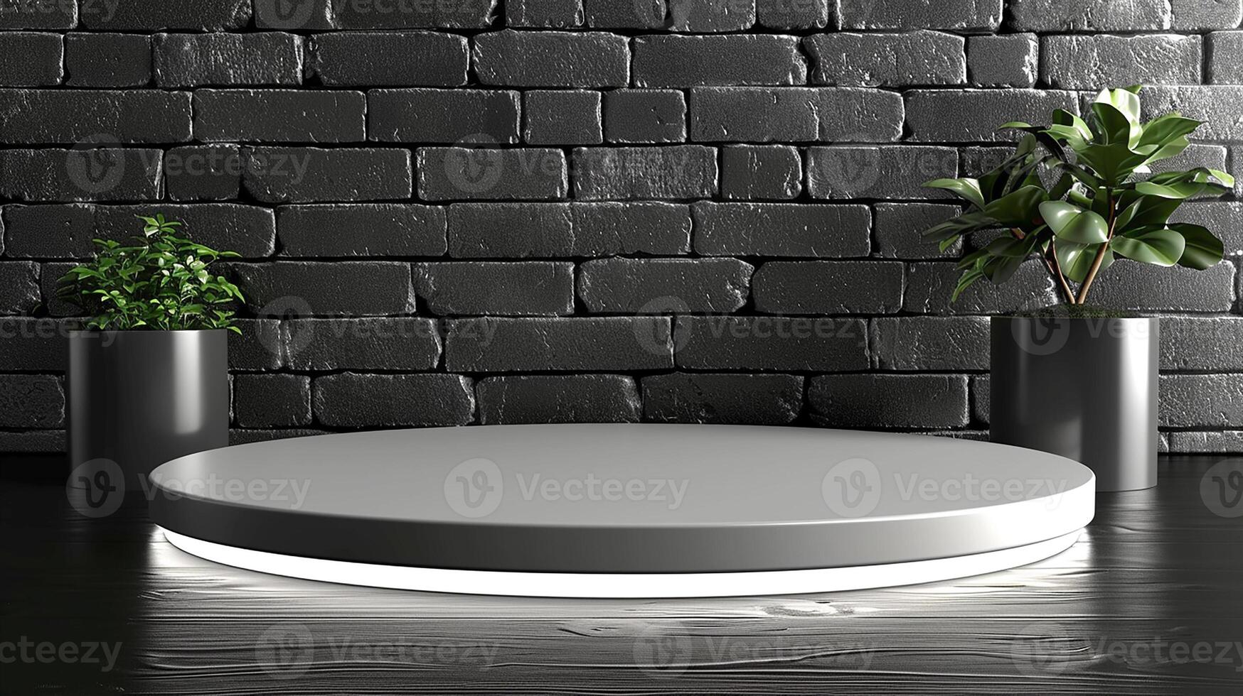AI generated a round table with a plant in front of it photo