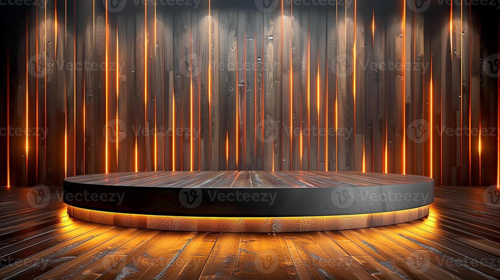 AI generated an empty room with a round table in front of a wall photo