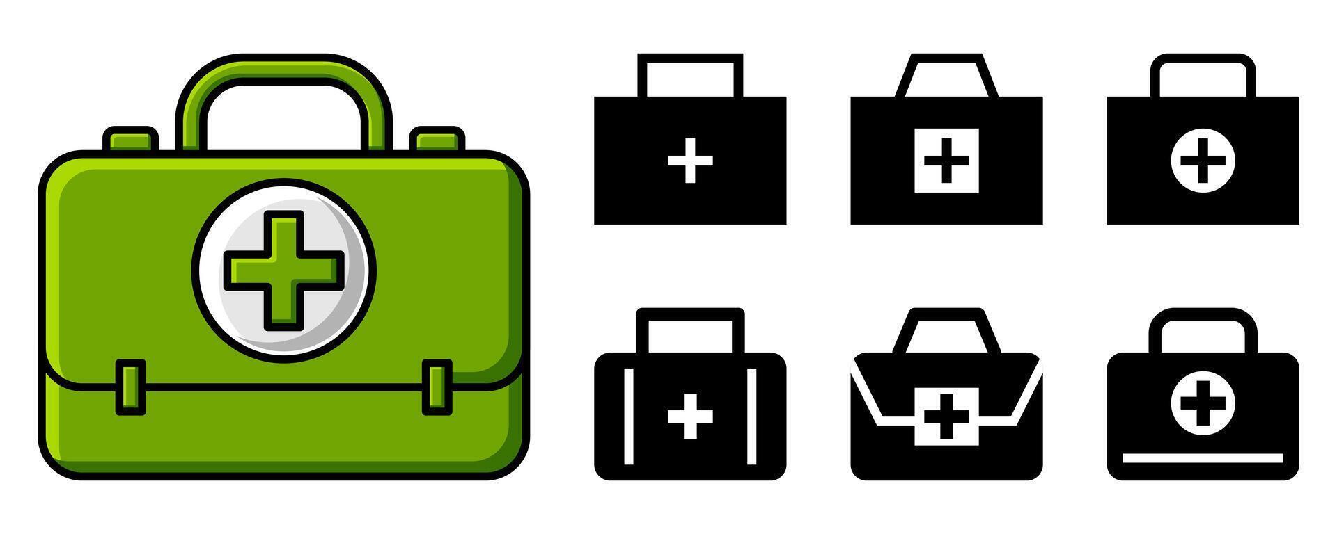 medical bag icon set, health concept. simple vector for app, web, poster, social media.