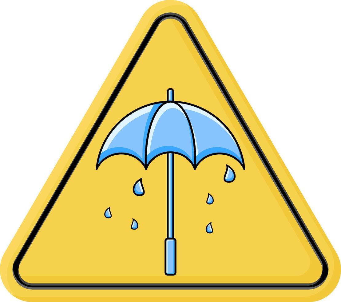 ilustración de un clima advertencia con un paraguas icono y gotas de lluvia. sencillo editable vector