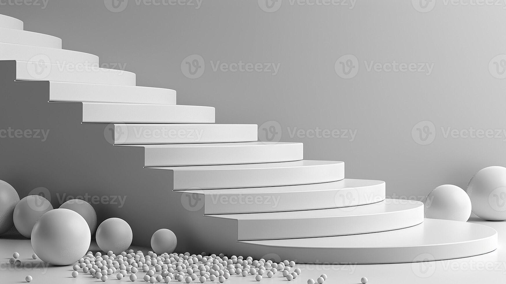 AI generated 3d rendering of stairs and white eggs photo