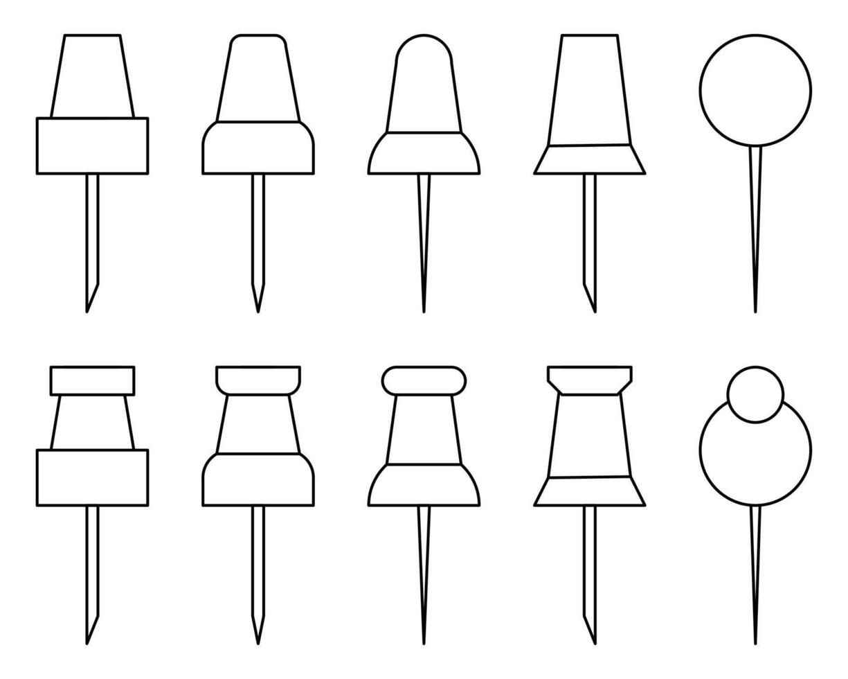 push pin set icon. Simple newsletter symbol line design, isolated on white background. vector for app, web.