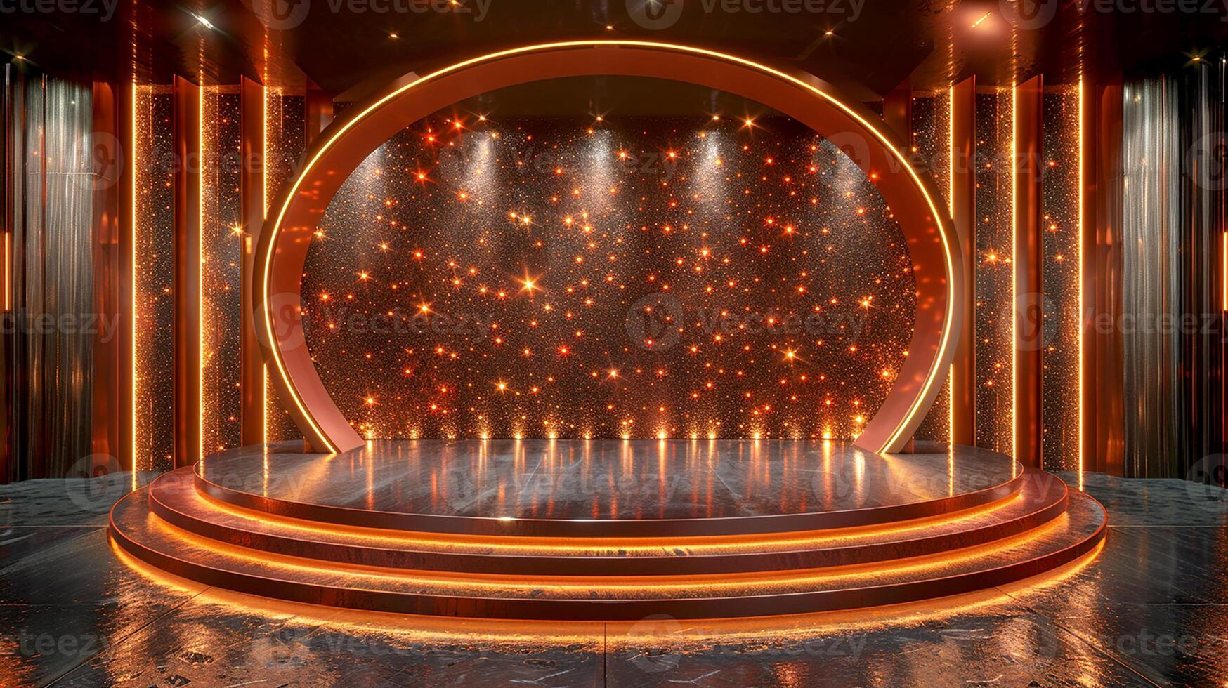 AI generated stage with lights and a spotlight photo