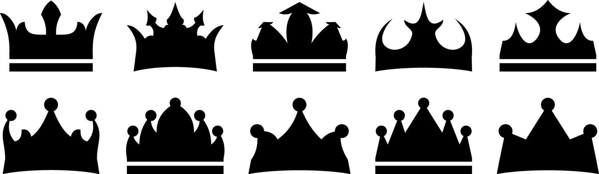 crown icon silhouette collection. simple sign vector isolated on white background. design for logo, application, web, poster.
