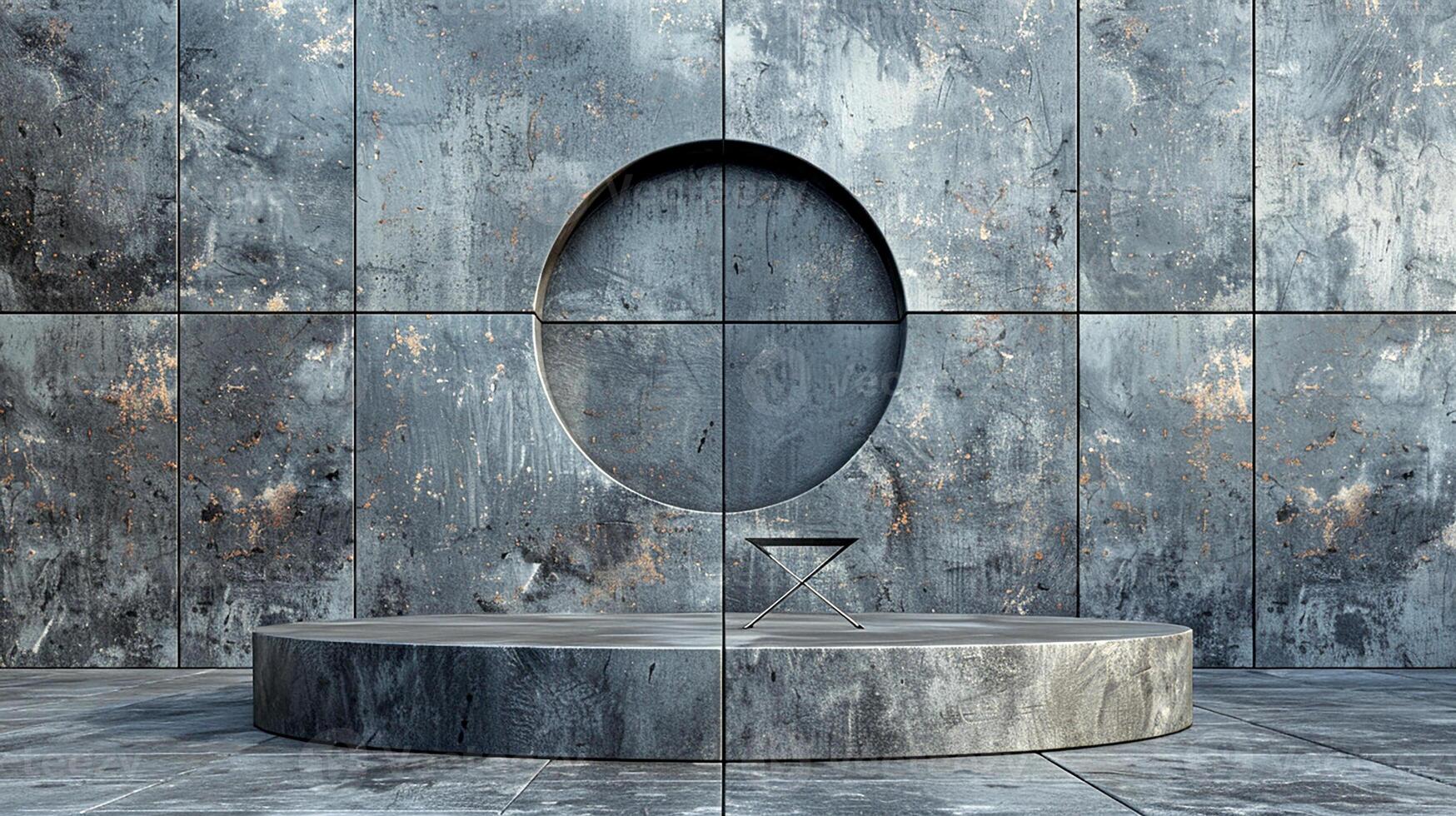 AI generated a concrete wall with a circular hole in it photo